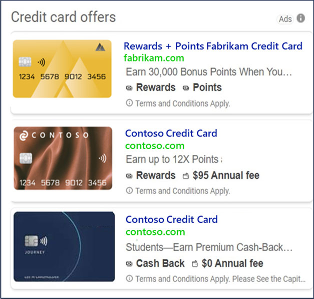 Microsoft Ads Credit Card Ads - Kreditkarten-Anzeigen sind weltweit verfügbar